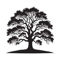 Elegant silhouette of an Oak Tree for modern design projects - Oak tree silhouette - Oak tree vector - Oak tree illustration - Oak silhouette - Oak vector
