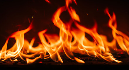 Fiery Inferno: Close-Up of Vivid Orange and Red Flames