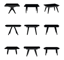 Set of tables icon flat style design. Table icon silhouette. vector illustration