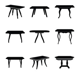 Set of tables icon flat style design. Table icon silhouette. vector illustration