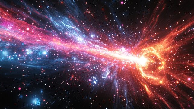 Physicists creating an antimatter simulation, vibrant energy beams, intense concentration 