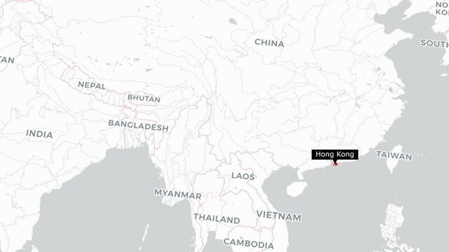 Hong Kong Map Showing Region Location in China