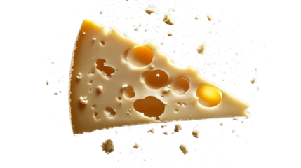 Cheese with Holes on Black on a transparent background for Creative Projects