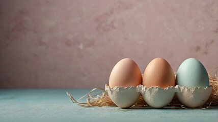 Easter egg and toy car on wooden background, happy easter day concept