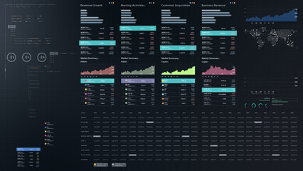 Dynamic data visuals for business info graphics, animated charts, and data-driven insights for a business meeting mock-up. Explore the world of trading, stock exchanges, and crypto