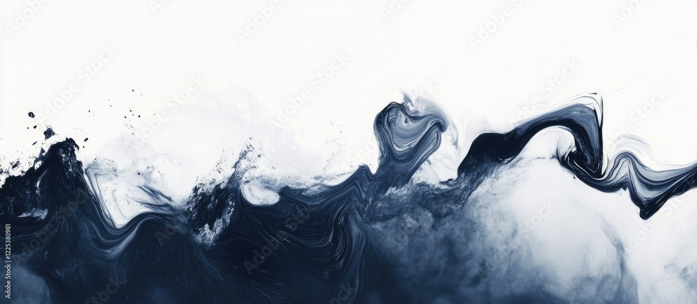 Poster dynamic abstract wave design in shades of blue and white with smooth texture and ample copyspace for