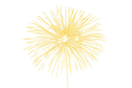 Golden fireworks isolated on transparent background. Perfect to use for New Years Eve, Celebrations and Anniversaries posters and cards. png file. 