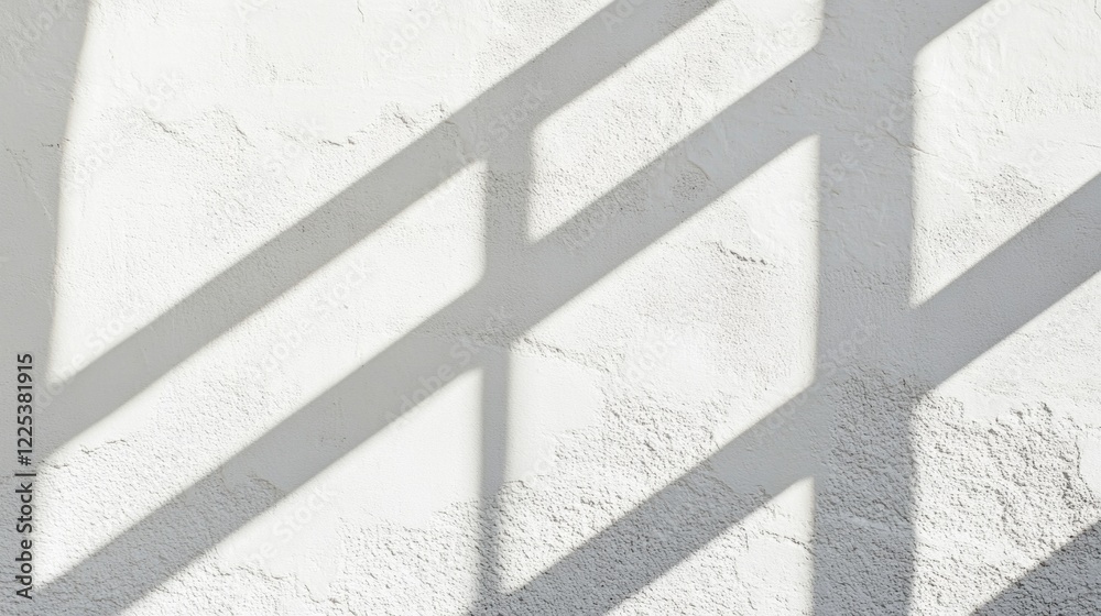 Poster textured white wall with geometric shadow patterns in minimalist style ideal for modern design conce