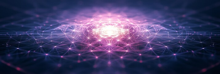 Spiritual Technology Digital Dreamcatcher with Connected Dots, Triangles, and Glowing Center