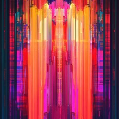 Abstract digital artwork featuring vibrant colors and vertical lines creating a mesmerizing visual effect in a modern style. Generative AI