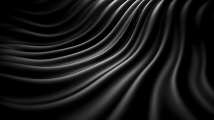 Elegant wave pattern of luxurious black fabric, showcasing smooth textures and depth, perfect for backgrounds.