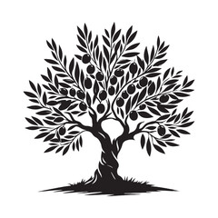 Classic Olive Tree silhouette for nature and botany design projects - Olive tree silhouette - Olive tree vector - Olive tree illustration - Olive silhouette - Olive vector
