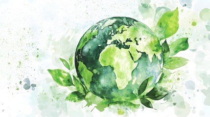 A painting of a green earth with butterflies flying around it