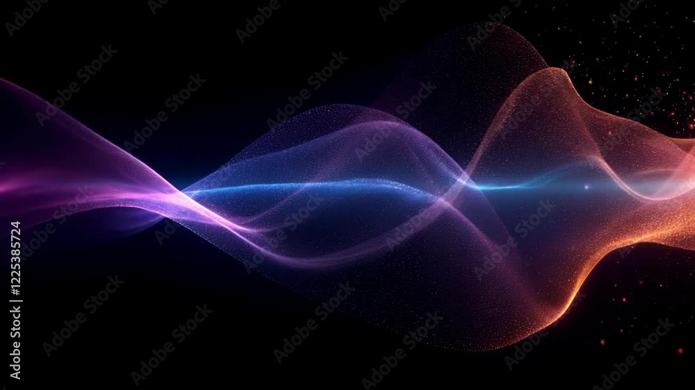 Poster cosmic waves in motion. vibrant abstract space animation with flowing energy lines and colorful part