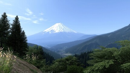 Fototapeta premium Majestic Snow-capped Mountain Landscape