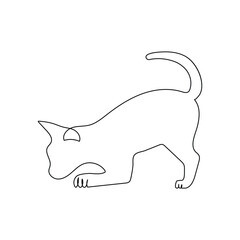Cat continuous one line art outline Vector illustration simple animal best use for logo