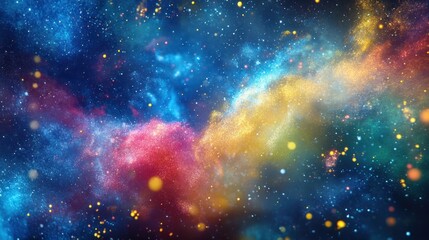 Naklejka premium Vibrant Cosmic Nebula Colorful Galaxy Dust Clouds