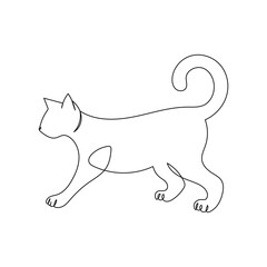 Cat continuous one line art outline Vector illustration simple animal best use for logo