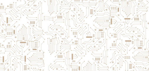 Obraz premium Technology brown circuit diagram concept. stock illustration. vector illustration.