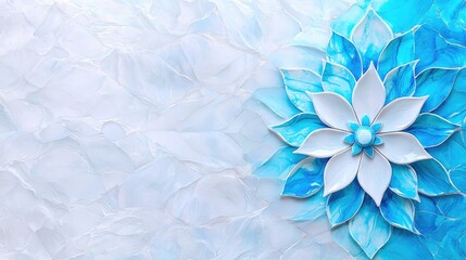 Blue and white floral design on textured background; website banner