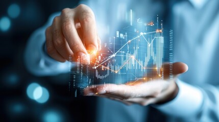 Fototapeta premium Financial Data Analytics Technology Dashboard with Advancing Graphical Trends