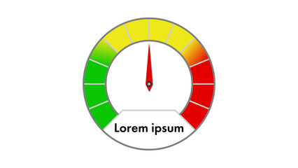 Illustration showing elements of an analog gauge with a red pointer (needle) and the scale colors ranging from green to yellow to red