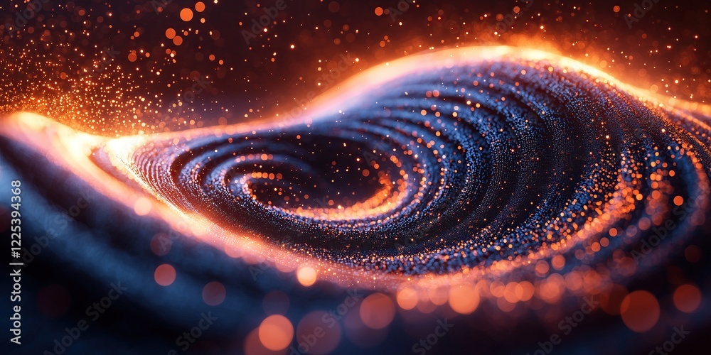 Poster glowing particles swirl in mesmerizing cosmic dance vibrant and dynamic energy