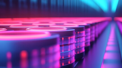 High-Level Candidate Pipeline with Glowing Progress Indicators in 3D