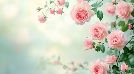 Vibrant pink roses with sunlight and blurred background.
