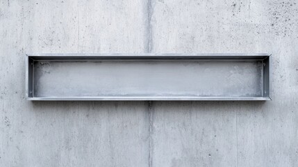 Metal Aluminum Signage Frame against a Gray Concrete Wall with Clear Copy Space for Text Placement in a Minimalistic Style