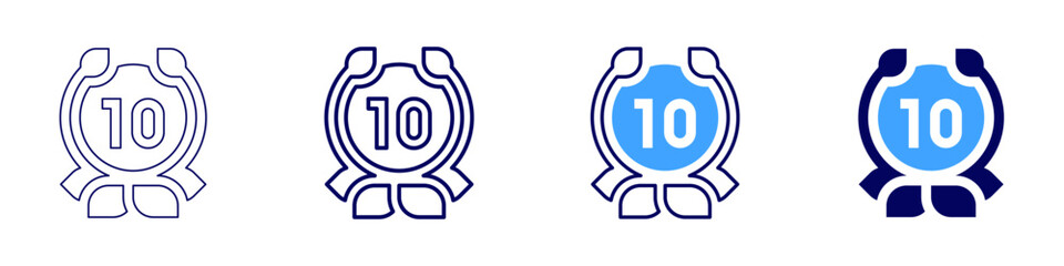 10 years anniversary icon in 4 different styles. Thin Line, Line, Bold, and Bold Line. Duotone style. Editable stroke
