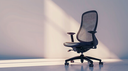 Contemporary office chair with a sleek mesh design and comfortable seating, placed on a white surface.