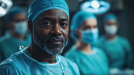 Confident male surgeon in operating room.