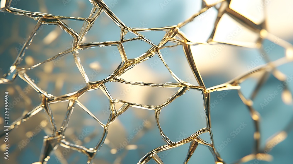 Poster abstract close-up of fragile glass-like structure under bright light