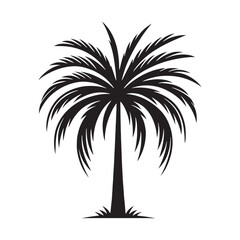 Obraz premium Palm Tree silhouette ideal for beach-inspired artwork - Palm tree silhouette - Palm tree vector - Palm tree illustration - Palm silhouette - Palm vector 