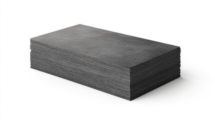 High resolution stack of black business cards mockup isolated on white background with ample copy space for branding and text placement