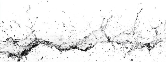 Fototapeta premium Clear Water Splash Background Texture Isolated on White with Dynamic Liquid Movement Capture and Blank Copy Space for Creative Text Elements