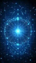 Fototapeta premium Digital Compass Navigating Glowing Data Streams, Symbolizing Guidance in a Complex Digital Landscape