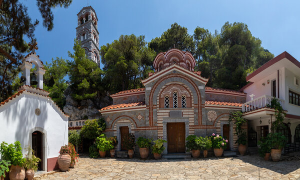 The monastery Agios Georgios, located in the Selinari gorge on Crete, Greece