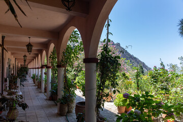 The monastery Agios Georgios, located in the Selinari gorge on Crete, Greece