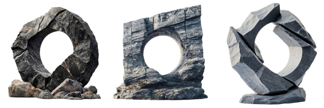 Png of Surreal Circular Landscape | Infinite Loop of Rocky Terrain and Greenery on transparent background.