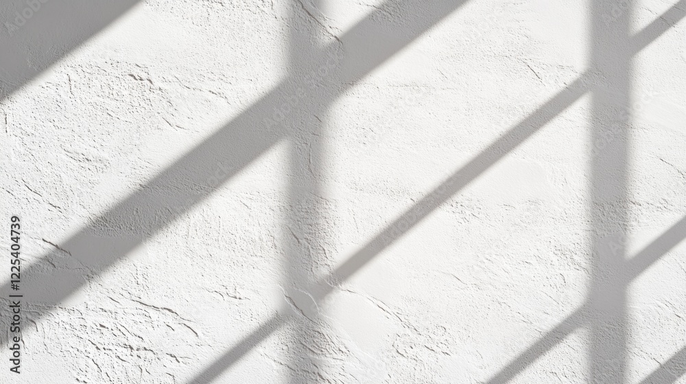 Poster textured white wall with geometric shadow patterns creating modern minimalist design backdrop and am