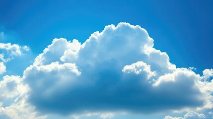 Cloudy Sky with Fluffy White Clouds Against a Bright Blue Background Representing Cloud Computing and Digital Storage Concepts