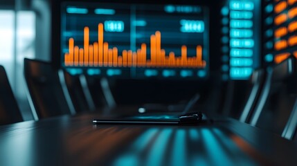 Futuristic 3D Interactive Sales Charts Displaying Market Growth and Expansion