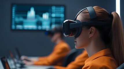 Futuristic Augmented Reality Workshop in High-Tech Conference Room