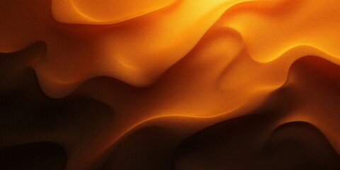 A close-up view of a textured surface, likely fabric or sand, exhibiting flowing, undulating patterns in rich orange and deep brown/black tones