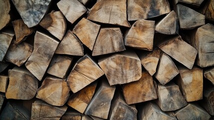 Fototapeta premium Natural smoked wood texture creating a rustic background featuring stacked vintage lumber planks with rich brown tones in log cabin style.