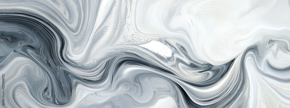 Poster elegant white and gray abstract swirl textured background with smooth flowing patterns and ample cop
