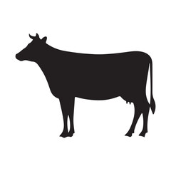 Cow graphic icon. Cow black silhouette isolated on white background. Vector illustration