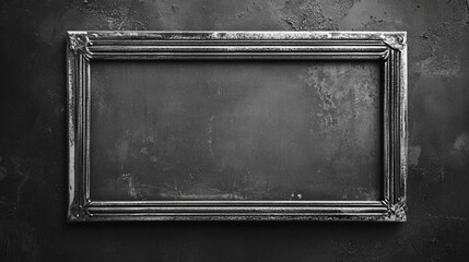 Antique Aluminum Signage Frame with Text Space in a Dark Textured Background for Customizable Advertising or Information Display